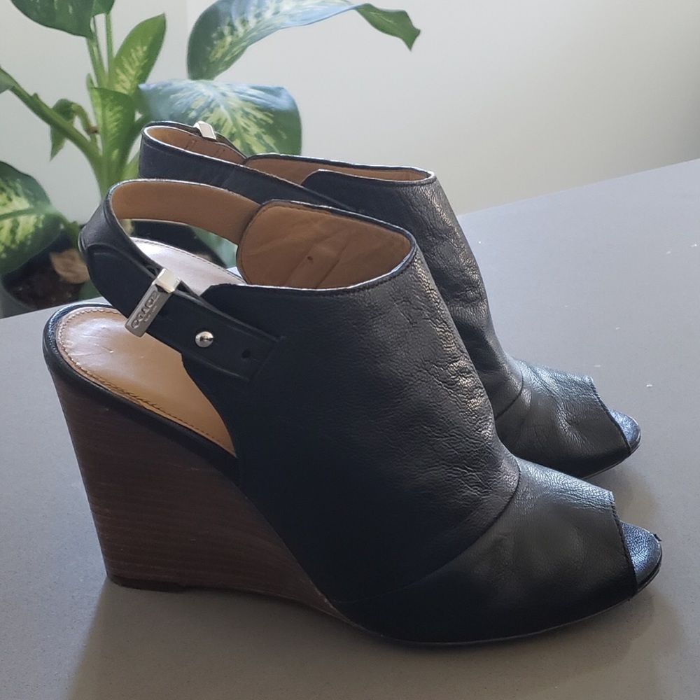 COACH leather wedges